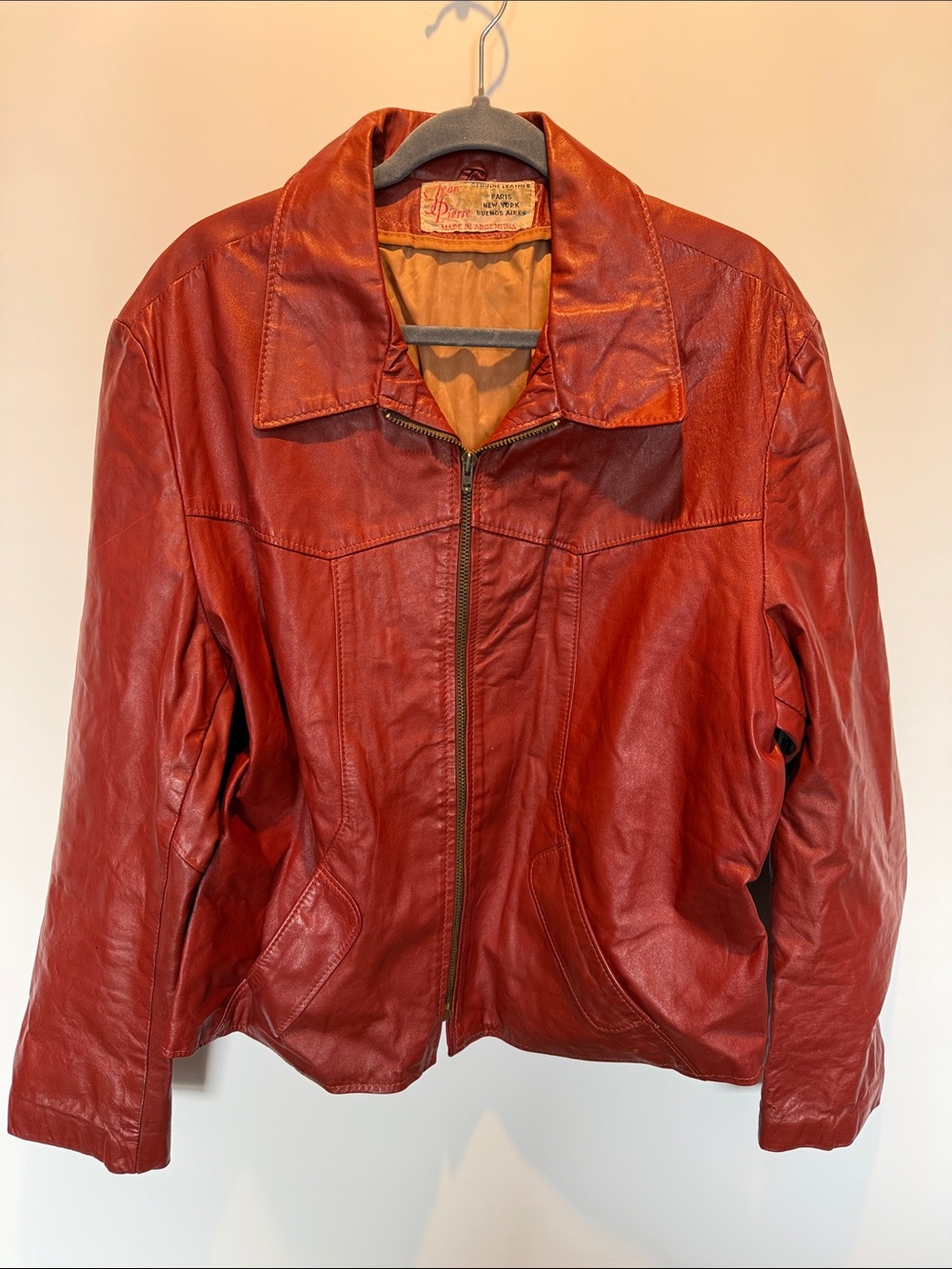 Jean Pierre Reddish Brown Leather Zip Jacket